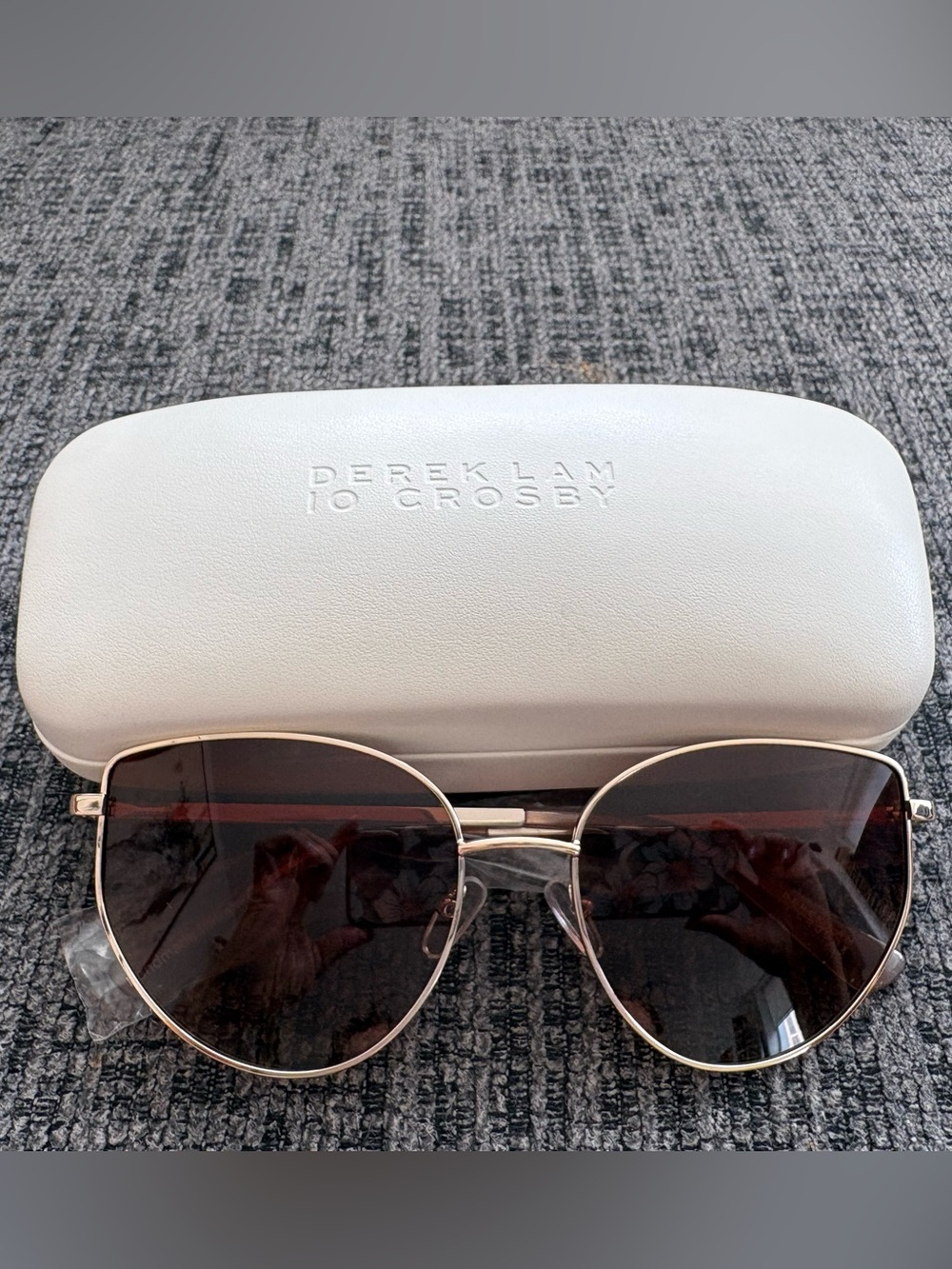 10 Crosby Derek Lam Gold Frame Kirby Sunglasses with Brown Lenses New w Case
